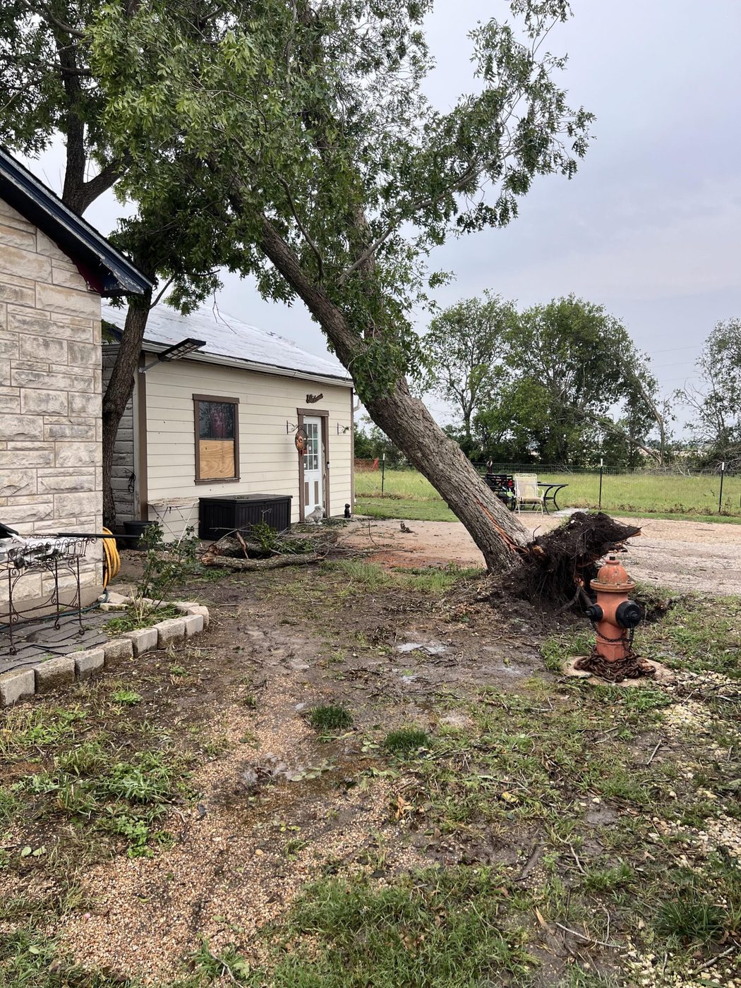 Storm damage at Pearl's Place after the May 2024 tornado